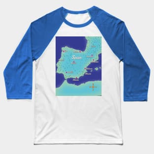 Map Of Spain Baseball T-Shirt